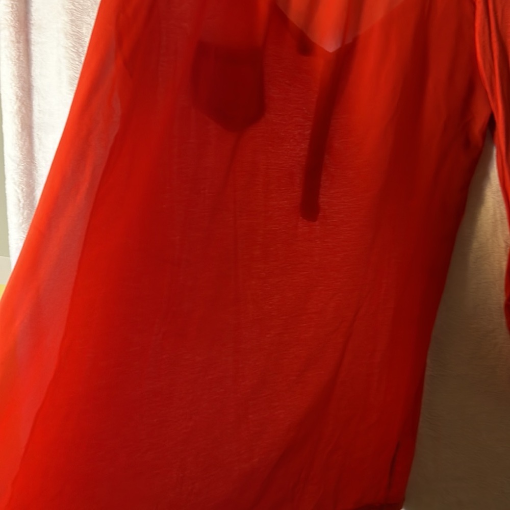 Red long sleeve sheer back tunic - Picture 2 of 3